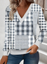 Loose Casual Commuter Long Sleeve V-Neck Printed Sweatshirt
