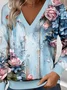 Loose Casual Commuter Long Sleeve V-Neck Printed Sweatshirt
