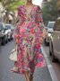 Regular Fit Paisley Puff Sleeve Semi Formal Dress