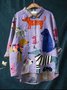 Women's Long Sleeve Shirt Spring/Fall Color1 Floral Split Joint Shawl Collar Daily Going Out Casual Top