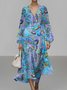 Regular Fit Paisley Puff Sleeve Semi Formal Dress