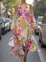 Gradient Pattern Puff Sleeve Semi Formal Dress