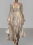 Gradient Pattern Puff Sleeve Regular Fit Street Dress