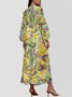 Regular Fit Paisley Puff Sleeve Semi Formal Dress