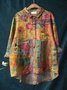 Women's Long Sleeve Shirt Spring/Fall Color1 Floral Split Joint Shawl Collar Daily Going Out Casual Top