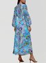 Regular Fit Paisley Puff Sleeve Semi Formal Dress
