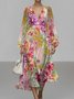 Gradient Pattern Puff Sleeve Semi Formal Dress