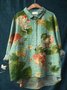 Women's Long Sleeve Shirt Spring/Fall Color1 Floral Split Joint Shawl Collar Daily Going Out Casual Top