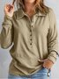 Solid Color Knitted Sweater Simple Women's Single-breasted Lapel Long-sleeved Loose Casual Bottoming Sweatshirt