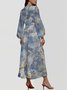 Gradient Pattern Puff Sleeve Semi Formal Regular Fit V Neck Dress