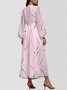 Abstract Polka Dots V Neck Sexy Puff Sleeve Regular Fit Dress