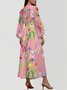 Semi Formal Regular Fit Puff Sleeve V Neck Floral Dress