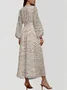 V Neck Botanical Pattern Puff Sleeve Regular Fit Semi Formal Dress