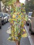 Regular Fit Paisley Puff Sleeve Semi Formal Dress