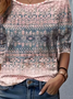 Women's Long Sleeve T-shirt Spring/Fall Pink Floral Printing Jersey Crew Neck Daily Going Out Casual Top