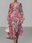 Regular Fit Paisley Puff Sleeve Semi Formal Dress