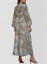 Gradient Pattern Puff Sleeve Semi Formal Regular Fit V Neck Dress