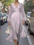 Puff Sleeve Geometric Regular Fit Semi Formal Dress