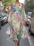 Gradient Pattern Puff Sleeve Semi Formal Dress