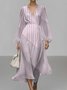 Puff Sleeve Geometric Regular Fit Semi Formal Dress