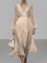 Puff Sleeve Geometric Regular Fit Semi Formal Dress