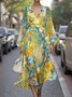 Gradient Pattern Puff Sleeve Semi Formal Dress