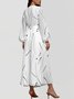Abstract Polka Dots V Neck Sexy Puff Sleeve Regular Fit Dress