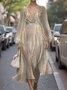 Gradient Pattern Puff Sleeve Regular Fit Street Dress