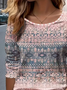 Women's Long Sleeve T-shirt Spring/Fall Pink Floral Printing Jersey Crew Neck Daily Going Out Casual Top