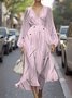 Abstract Polka Dots V Neck Sexy Puff Sleeve Regular Fit Dress