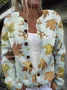 Floral Crew Neck Casual Cardigan