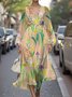 Semi Formal Regular Fit Puff Sleeve V Neck Floral Dress
