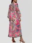 Regular Fit Paisley Puff Sleeve Semi Formal Dress