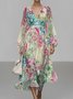 Gradient Pattern Puff Sleeve Semi Formal Dress