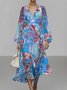 Gradient Pattern Puff Sleeve Semi Formal Dress