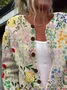 Floral Crew Neck Casual Cardigan