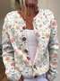 Women Vintage Spring/Fall 3D Printing Daily Long Sleeve Crew Neck H-Line Regular Cardigans
