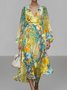 Gradient Pattern Puff Sleeve Semi Formal Dress