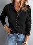 Solid Color Knitted Sweater Simple Women's Single-breasted Lapel Long-sleeved Loose Casual Bottoming Sweatshirt