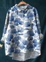 Women's Long Sleeve Shirt Spring/Fall Color1 Floral Split Joint Shawl Collar Daily Going Out Casual Top
