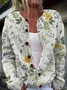 Floral Crew Neck Casual Cardigan