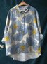 Women's Long Sleeve Shirt Spring/Fall Color1 Floral Split Joint Shawl Collar Daily Going Out Casual Top