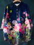 Women's Long Sleeve Shirt Spring/Fall Color1 Floral Split Joint Shawl Collar Daily Going Out Casual Top