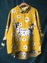 Women's Long Sleeve Shirt Spring/Fall Color1 Floral Split Joint Shawl Collar Daily Going Out Casual Top