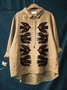 Women's Long Sleeve Shirt Spring/Fall Color1 Floral Split Joint Shawl Collar Daily Going Out Casual Top