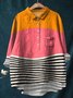 Women's Long Sleeve Shirt Spring/Fall Color1 Floral Split Joint Shawl Collar Daily Going Out Casual Top
