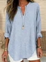 Women's Long Sleeve Blouse Spring/Fall Purple Striped Printing Cotton-Blend V Neck Daily Going Out Casual Top