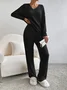 Women's Embossed Plain Daily Going Out Two-Piece Set Apricot Casual Spring/Fall Top With Pants Matching Set