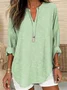Women's Long Sleeve Blouse Spring/Fall Purple Striped Printing Cotton-Blend V Neck Daily Going Out Casual Top