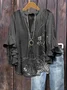 Women's Half Sleeve Shirt Summer Brown Floral Printing V Neck Daily Going Out Casual Top